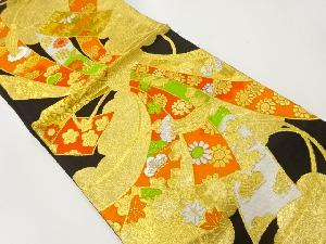 アンティーク　束ね熨斗に花模様織出し袋帯（材料）